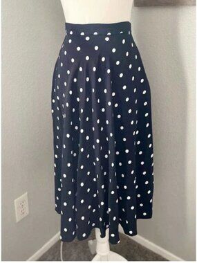 H&M | Womens Black & White Polka Dot Midi Skirt (8) F238